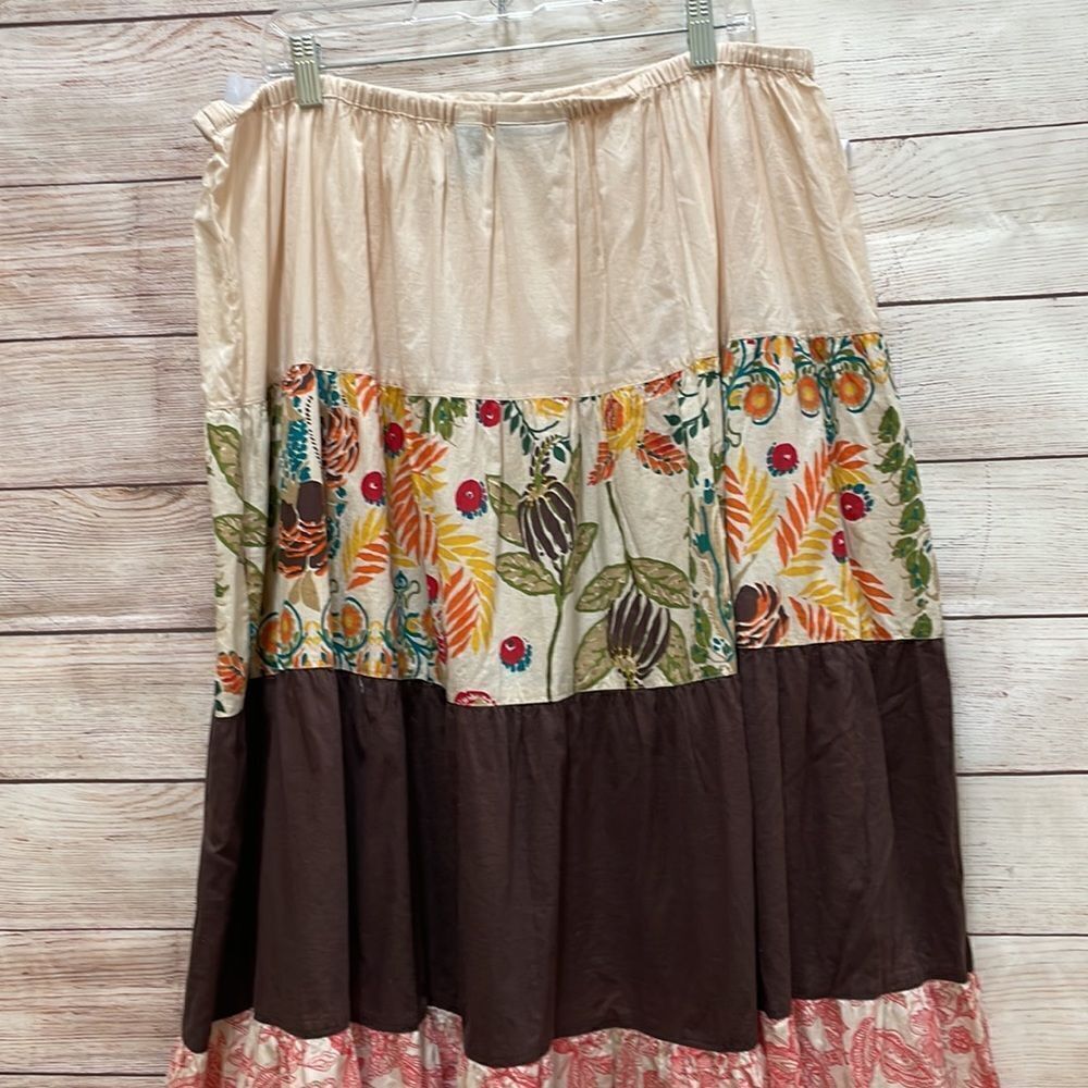 APOSTROPHE PEASANT BOHO TIERED MAXI SKIRT - Picture 5 of 7